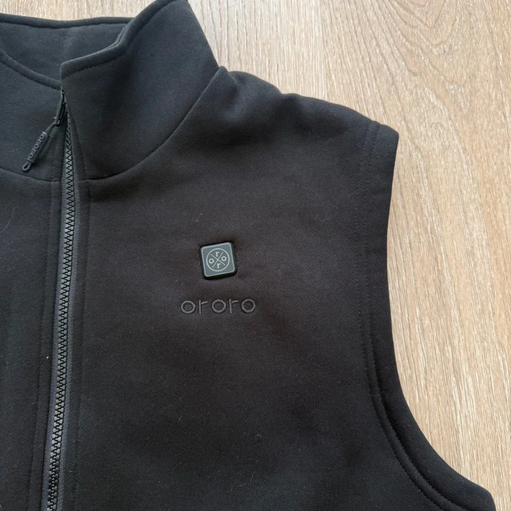 Ororo Heated Fleece Vest Mens Large Black Full Zip Sleeveless Jacket Warm L